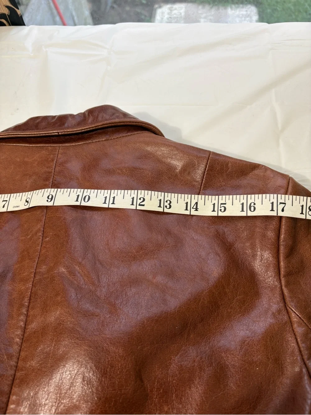Vintage Y2K GAP Genuine Leather Blazer Cognac Brown XL Shoulder 18” Sleeves 24.5